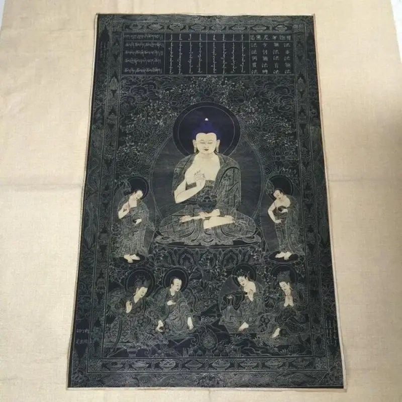 Tibet fine Shakya Mani hand-painted kraft paper Thangka FOLK ART Collection crafts
