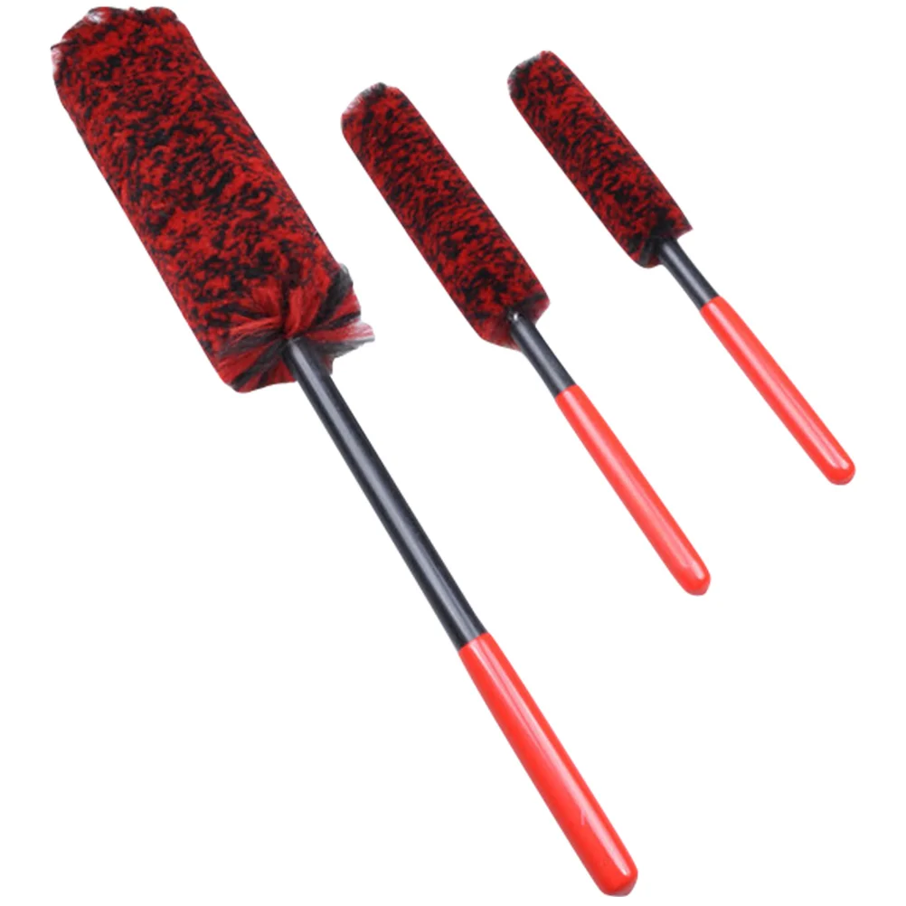 3 Pcs Sides of Wheels Tire Cleaning Brush Car Rim Tool Detergent Wash for See Filament