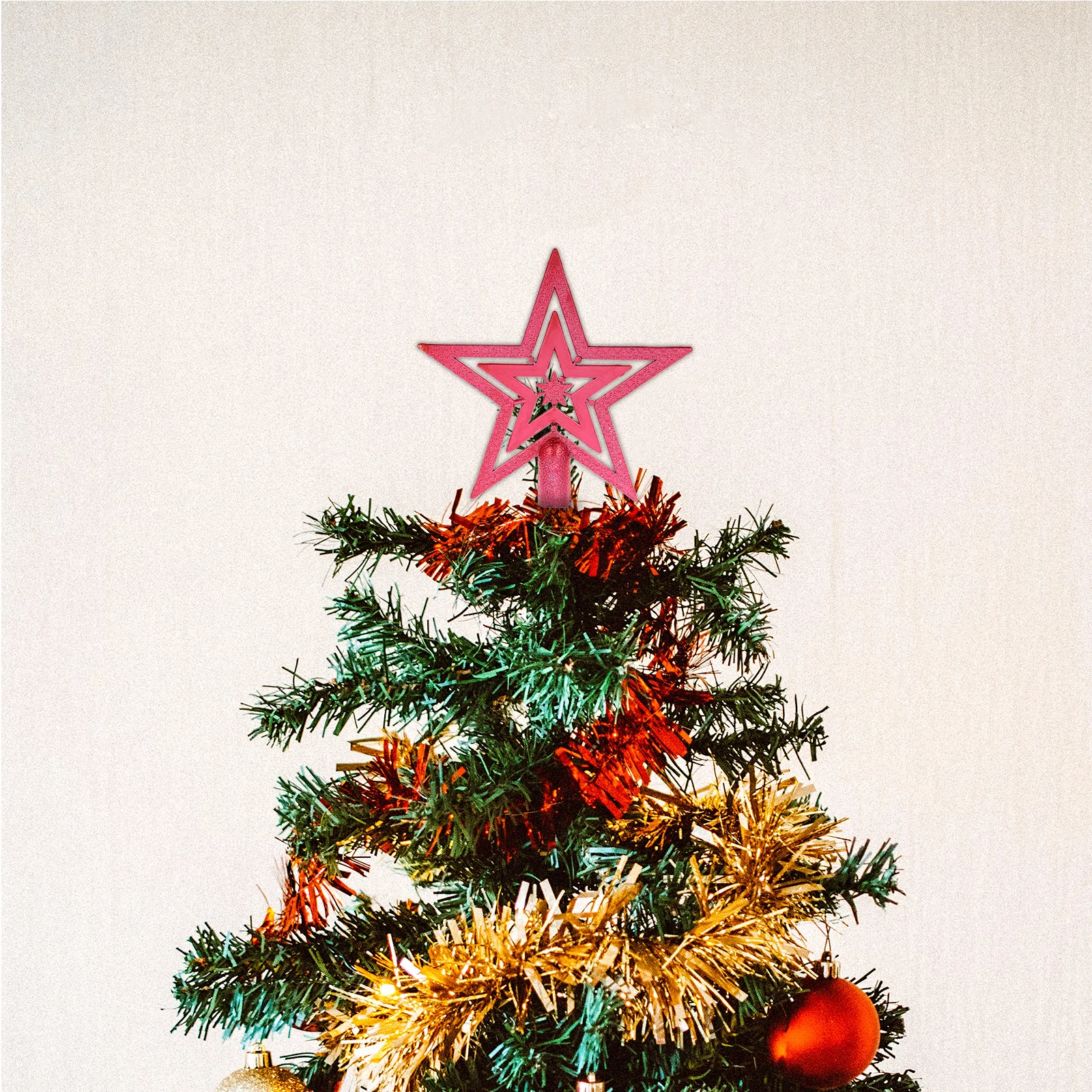 

10Cm Five Ornament Red Christmas Tree Topper Lightweight Holiday Decoration Star Treetop For Party Diy