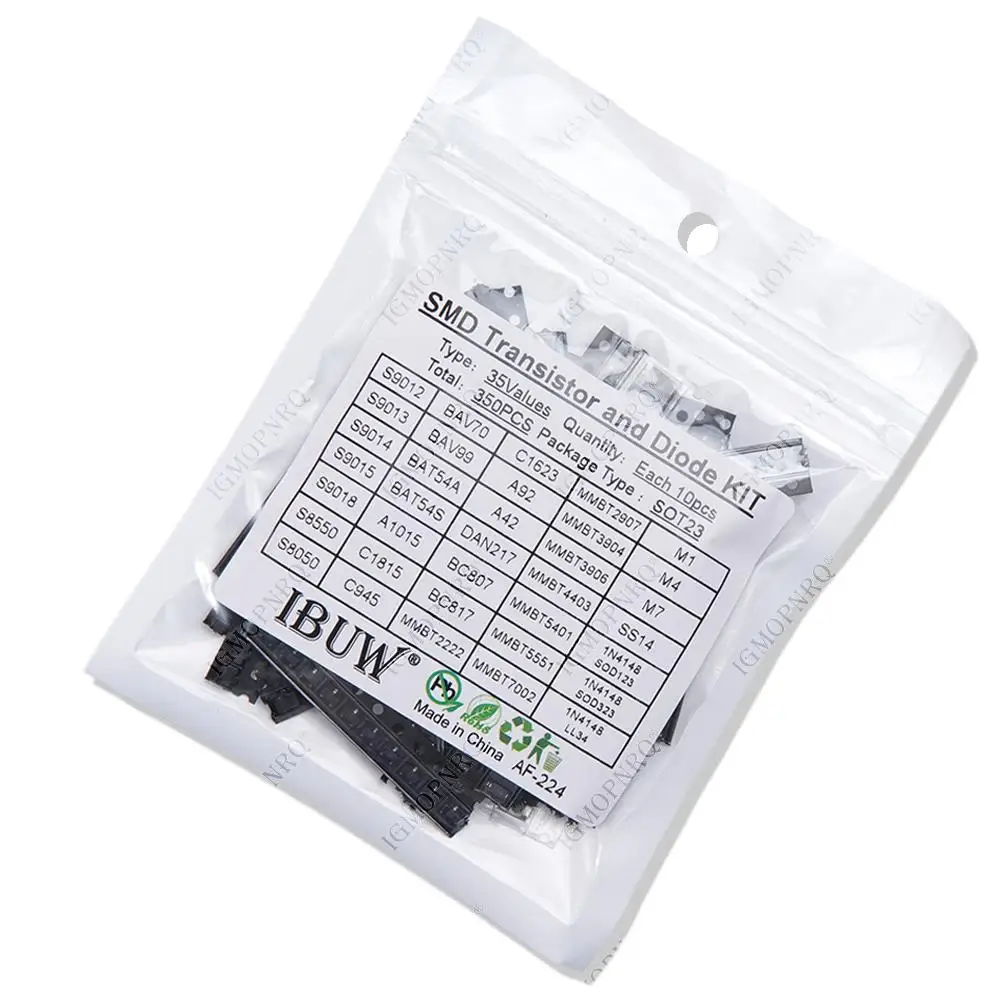 35values*10PCS=350PCS SMD SMT Transistor and Diode Assortment Kit