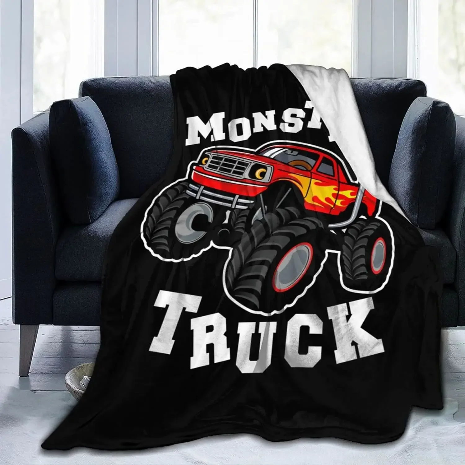 

Cute Monster Truck Throwing Blanket Super Soft and Warm Seasonal Decoration Wool Blanket Bed Chair Car Children's Gift