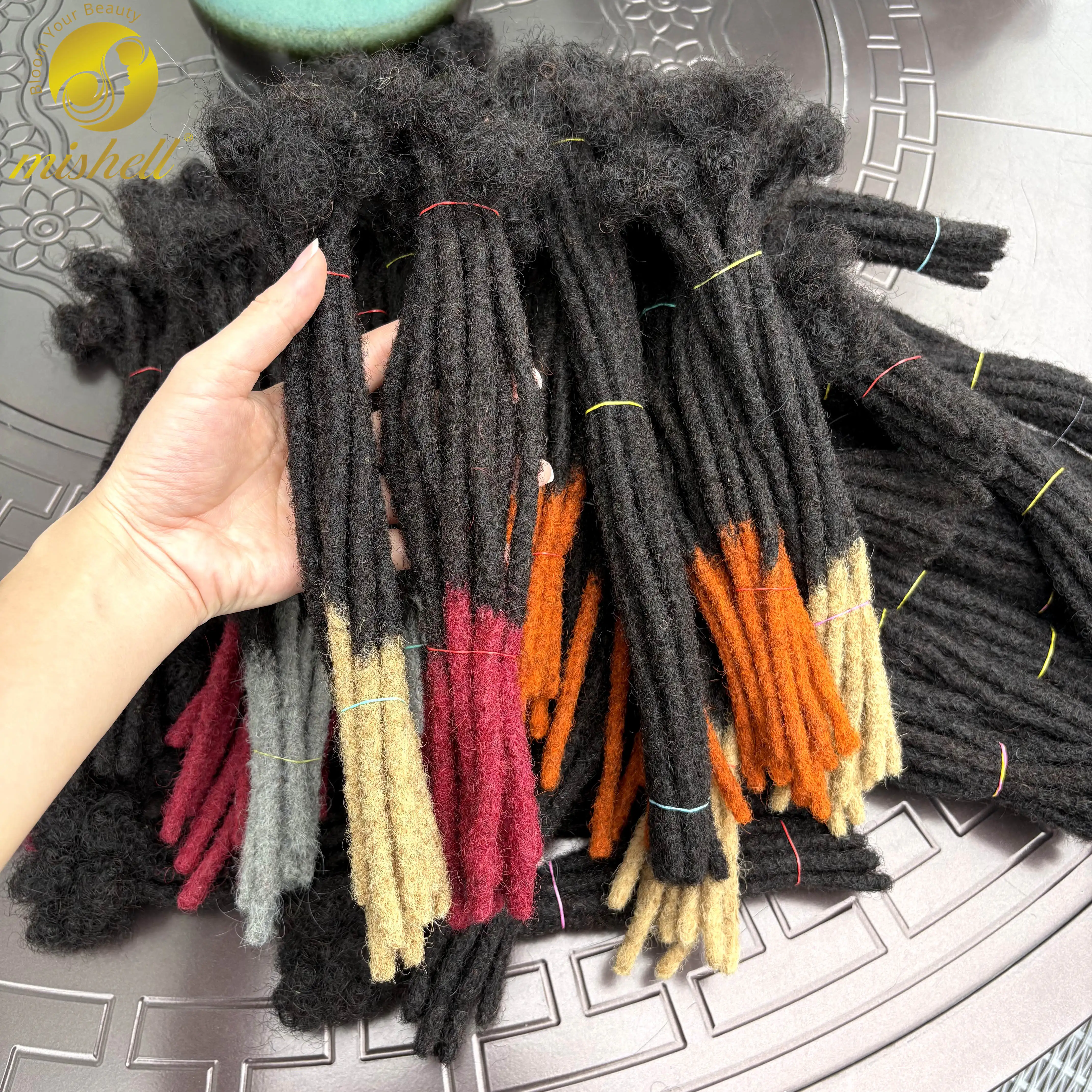 

Цветные человеческие волосы, наращивание локонов, 10 дюймов, 50 прядей, полностью ручная работа, 100% человеческие волосы, наращивание дредов для мужчин, женщин, детей