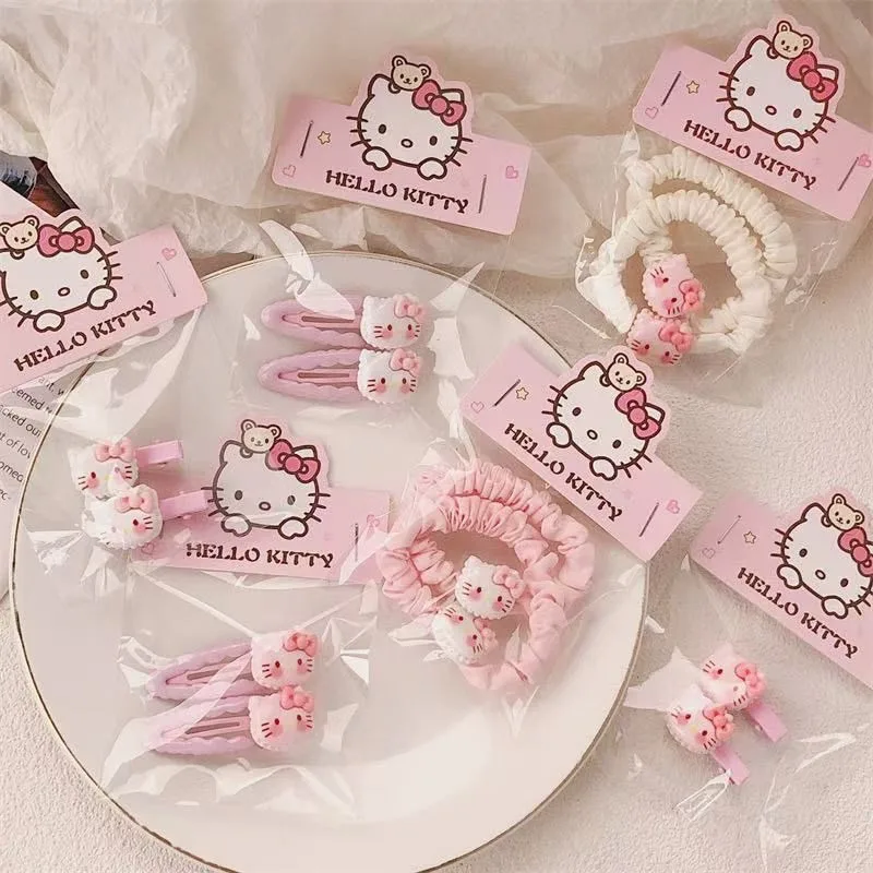 新しい可愛いハローキティ12点セット ピンクヘアピン 前髪 サイドヘアクリップ ヘッドバンド 女の子へのプレゼント