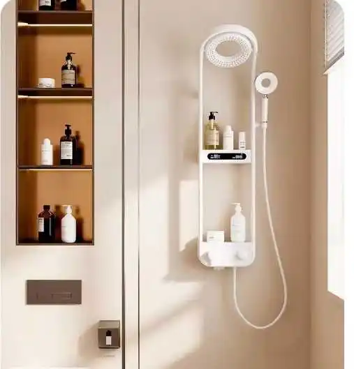 Hot Design Bathroom Wall-mounted Multi-functional White Shower Set LED Digital Constant Thermostatic Shower Mixer for Home