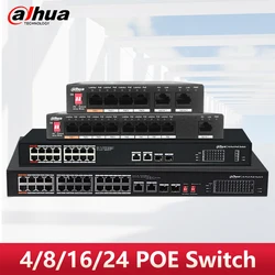 Dahua-4/8/16 portas rj45 Ethernet switch, 100/1000 mbps, para rede, câmera ip, s1500c-4et2et-dpwr s3000c-8gt2gwr