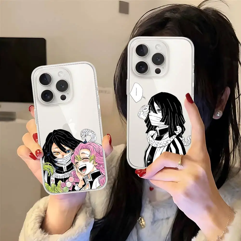 Iguro Obanai D-Demon Slayers Telefoonhoesje voor IPhone 17 16 15 14 Plus 13 12 11 Pro Max Telefoon achterkant Transparant Schokbestendig Cov
