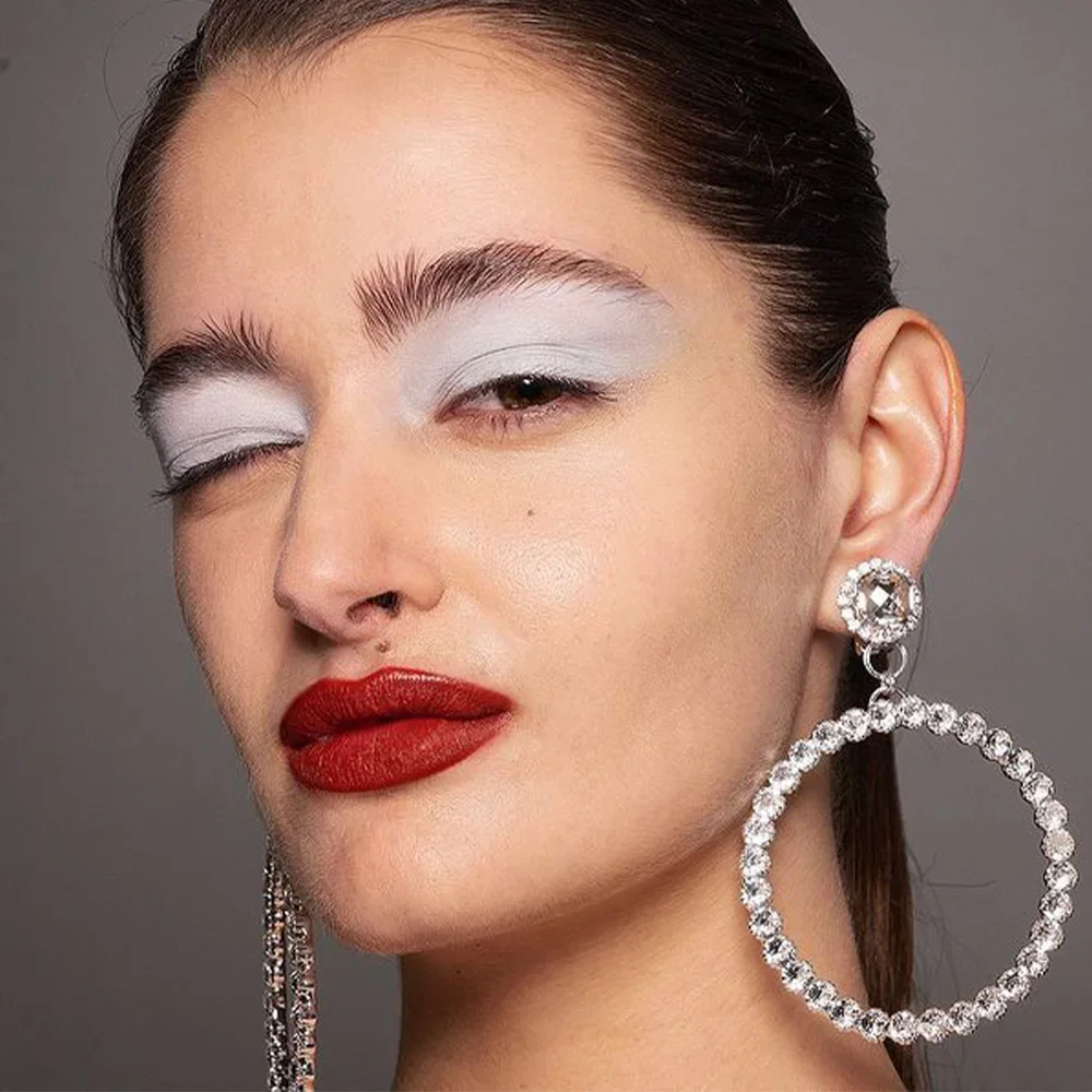 Stonefans Fashion Women Big Hoop Earrings for Party Jewelry Exaggerated Circle Drag Queen Crystal Earring Accessories