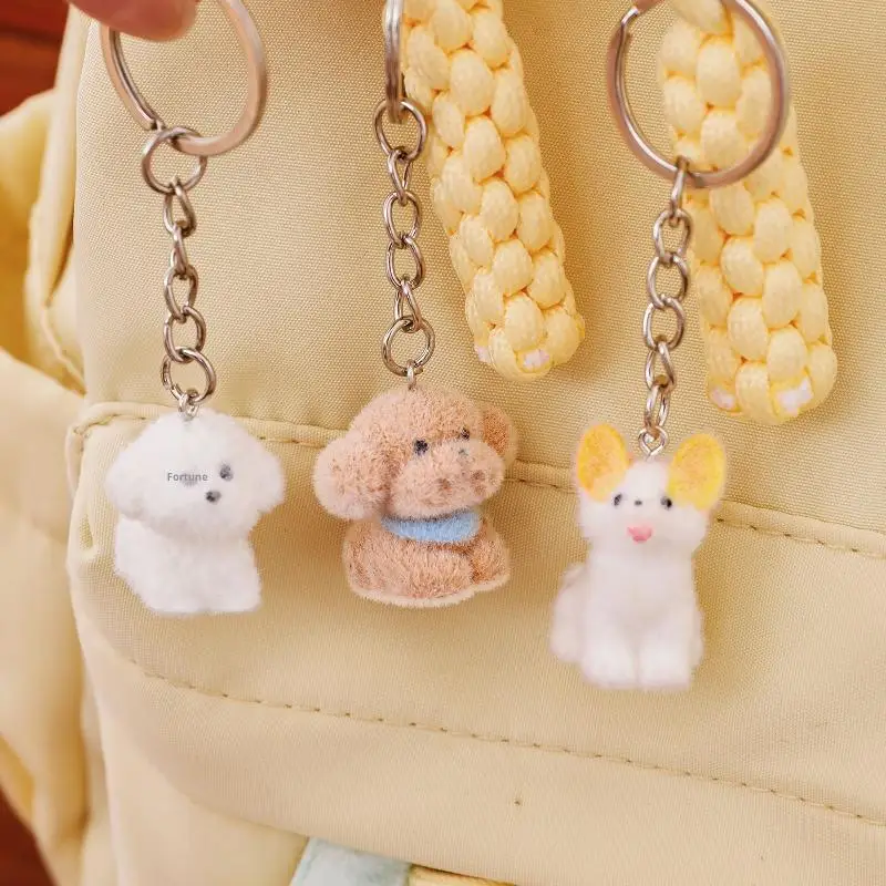 1/4Pcs Fetching Pet Phone Lanyard Plushy Poodle Phone Chain Keychain Sweet Animal Key Pendant Rucksack Charm Romantic Gifts