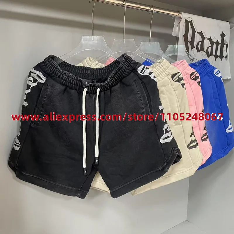 Pantalones Cortos Retro Streetwear GOD SPEED con Bordado de Letras, Cordón Ajustable, Versátiles, de Algodón Estampado, Estilo Hip Hop Casual