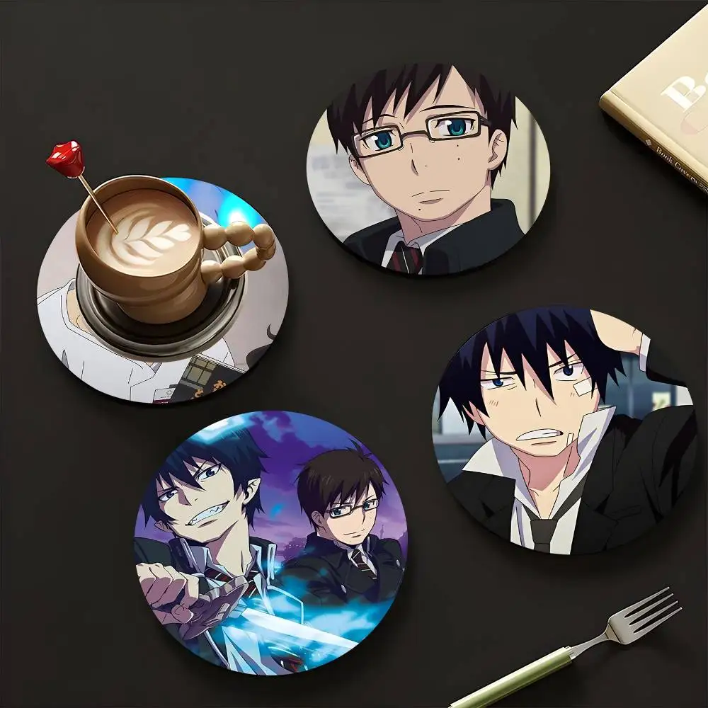 1pc Blue Exorcist Wooden Coaster Colour Printing Cup Mat Home Desk Decoration Gifts