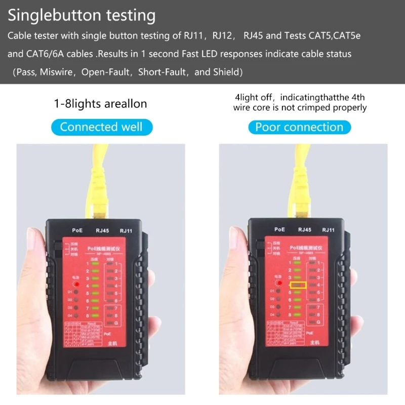 NF468S Интернет -тестер Ethernet Cableceer Easy Carry для RJ11 RJ12