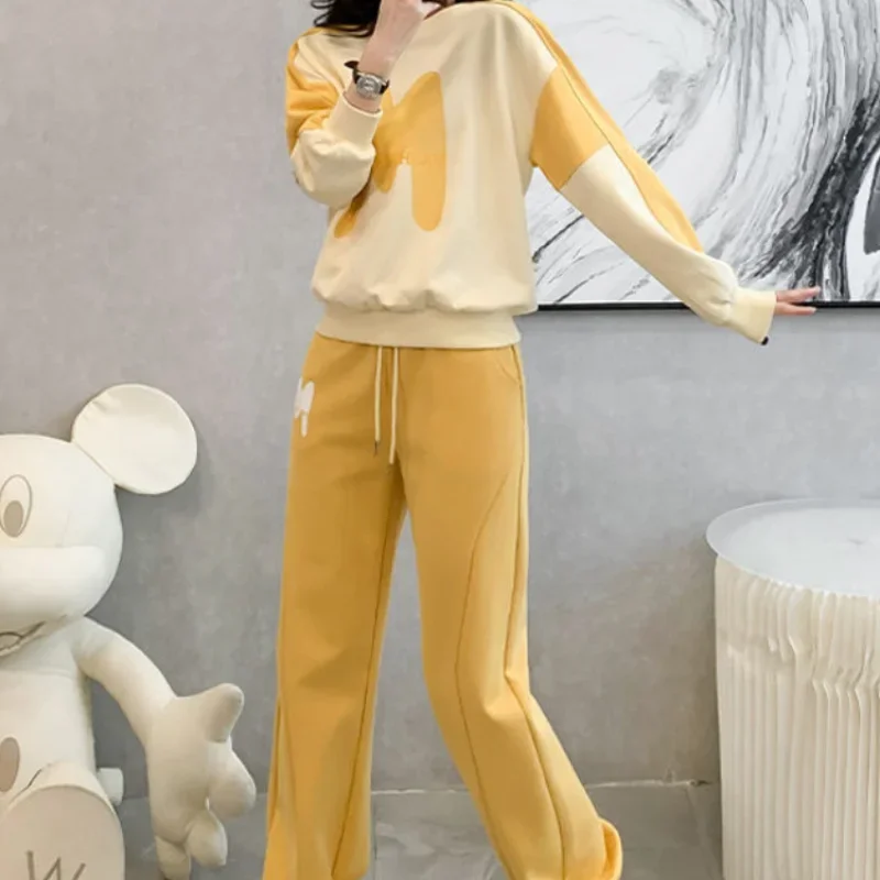 Women\'s Pants Two Piece Set Baggy Tracksuit Sport Ladies Trouser Sweatshirt Comfortable Xxl New In Matching Groups Aesthetic D