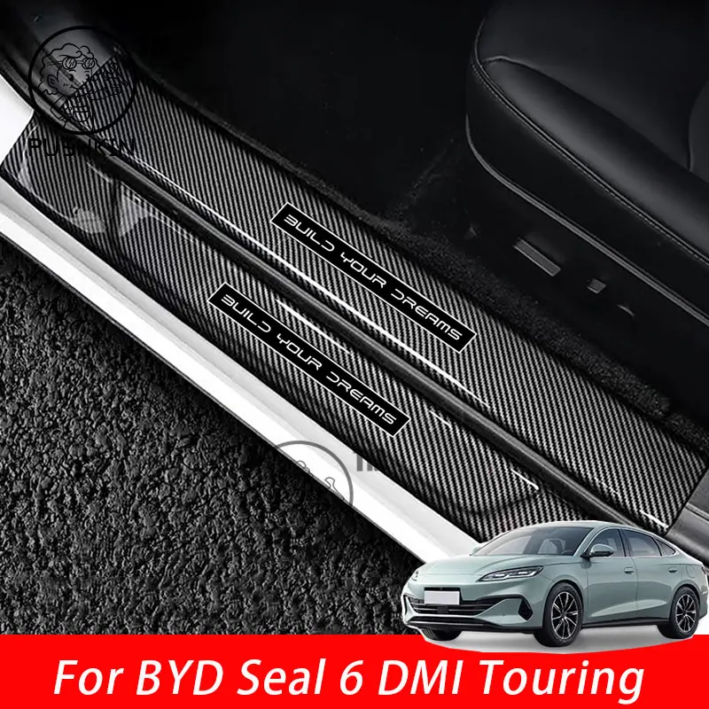 

For BYD Seal 6 C6 DMI Touring 2025 2026 Car ABS Carbon fiber Threshold Protection Sticker Rear Trunk Inner Bumper Plate Guard