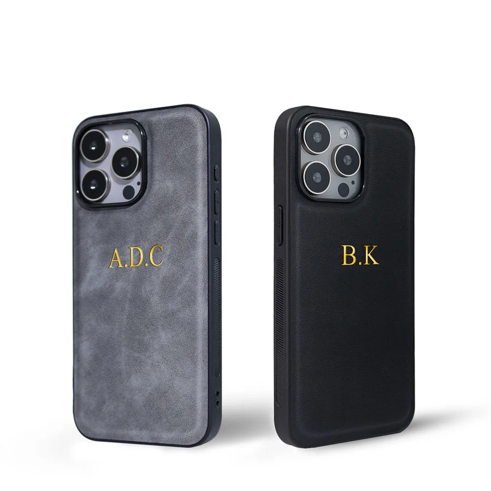 Luxury Leather Personalized Case For iPhone 17 16 15 14 13 12 11 Pro Max Customized Initials Name Letters DIY Gift Cover 16 Pro - náhled 2