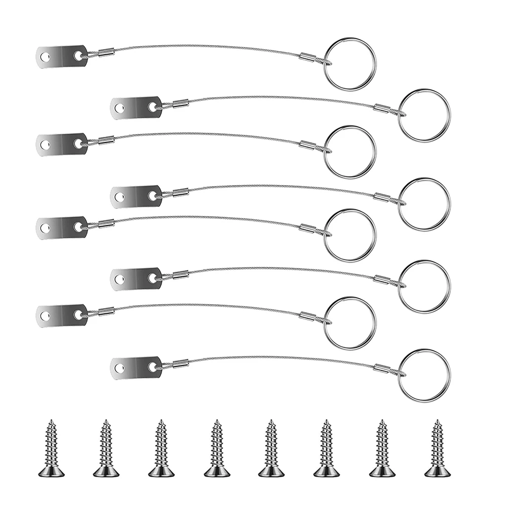 1Set Stainless Steel Lanyard Tether Cable Anti-Loss Rope Pin for Boat Tops Support Rods Marine Safety Wire Tether Set