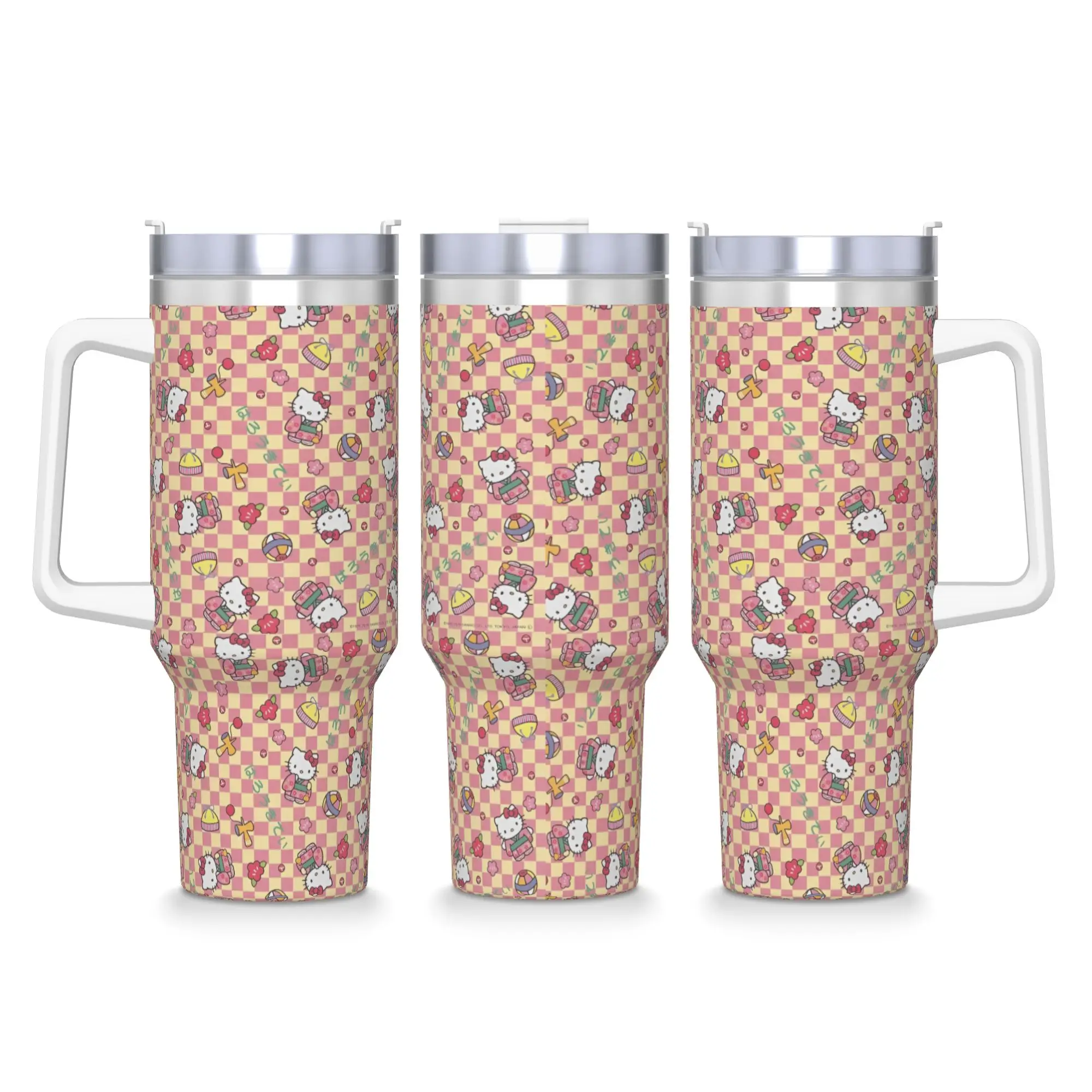 

Stainless Steel Tumbler Hello Kitty Anime Cartoon 1200ml Car Mugs With Straws Travel Cold Drink Water Bottle Thermal Mug