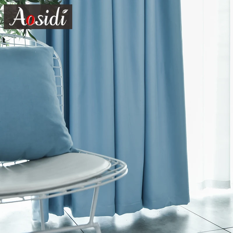 Современные небесно-голубые плотные шторы для гостиной, спальни, плотные шторы для окон, детские шторы, дверные шторы Cortinas 80%