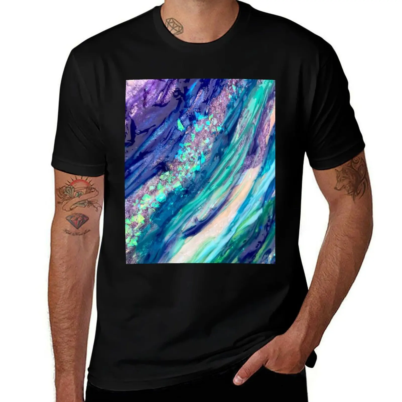 

t T-Shirt designer shirts for man t shirts tees Geode 100% cotton tshirt graphic Paint