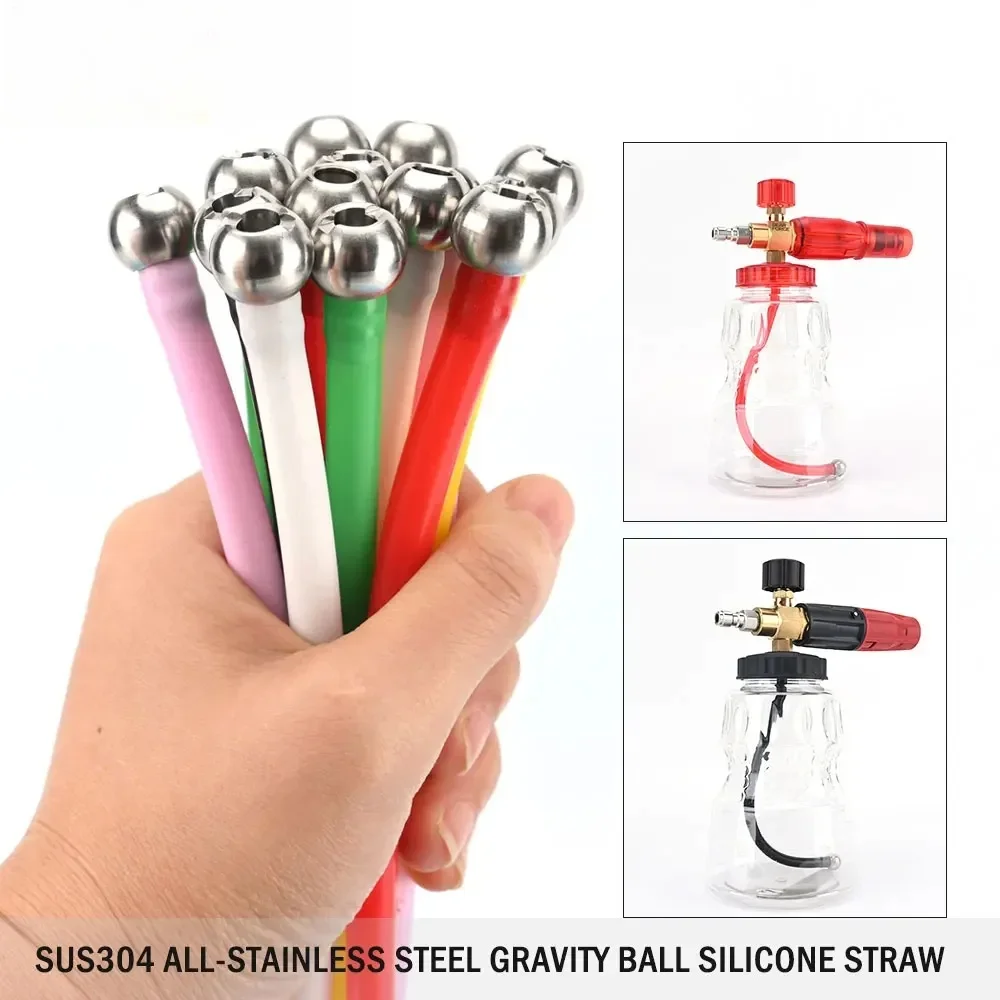 ملحقات غسيل السيارات فلتر من الفولاذ المقاوم للصدأ لمرشح قاذف الرغوة الثلجية مدفع رغوي لغسالة الضغط العالي مع أنبوب بلاستيكي #1