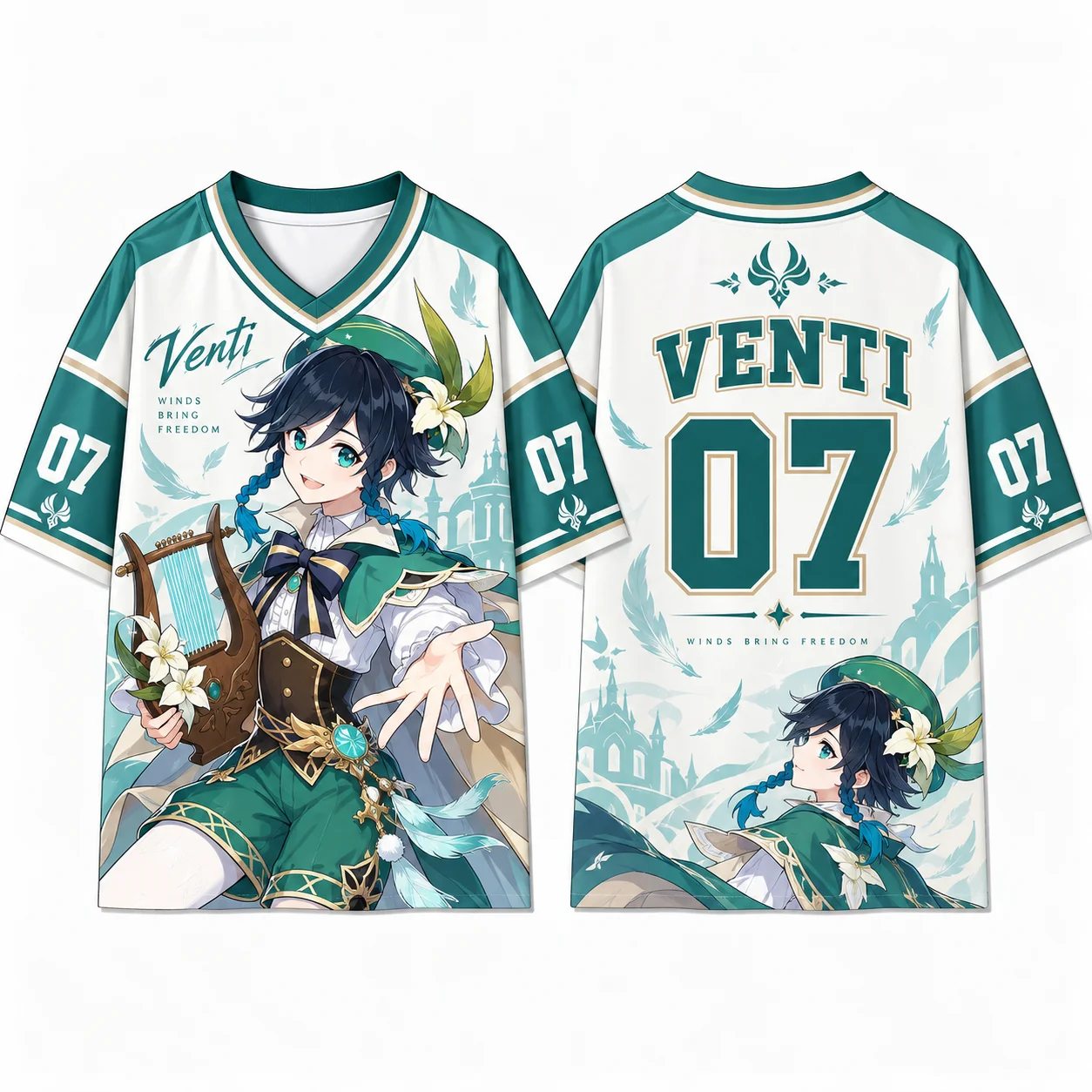 Genshin Impact Anime Graphic T-Shirt Venti Vesna Xiao Wanderer Jean Yumemizuki Mizuki All Over Print Jersey Quick Dry Tee