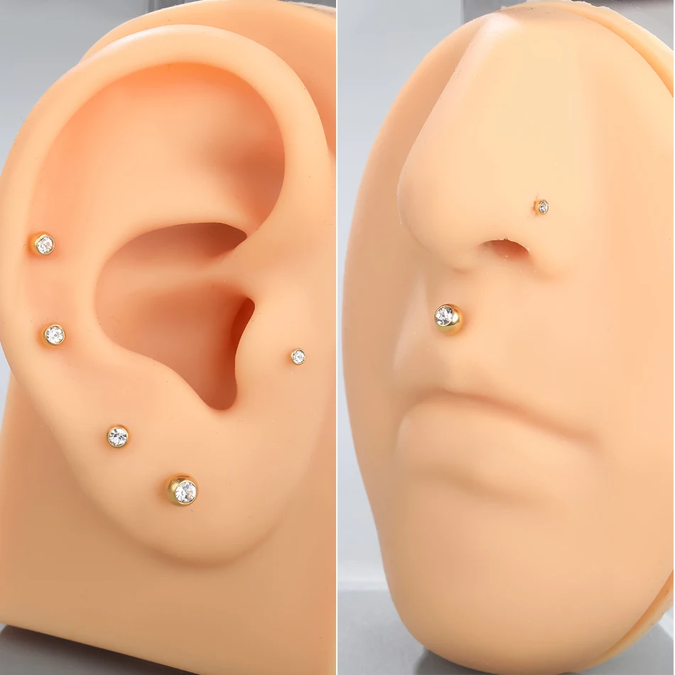 Piercing Labret de titanio G23 para mujer, anillo para labio, 16G, 14G, rosca interna, pendiente de tuerca para nariz, Tragus, hélice, cartílago, joyería