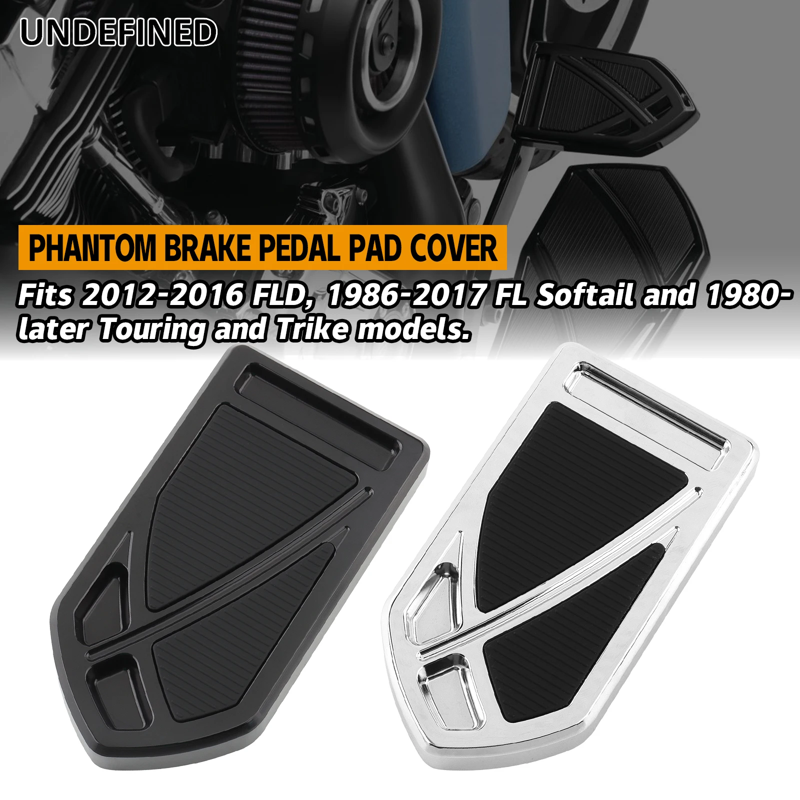 Phantom Brake Pedal Pad Cover For Harley Dyna FLD 2012-2016 Softail FL 1986-2017 Touring Road Glide Trike Freewheeler 1980-2023