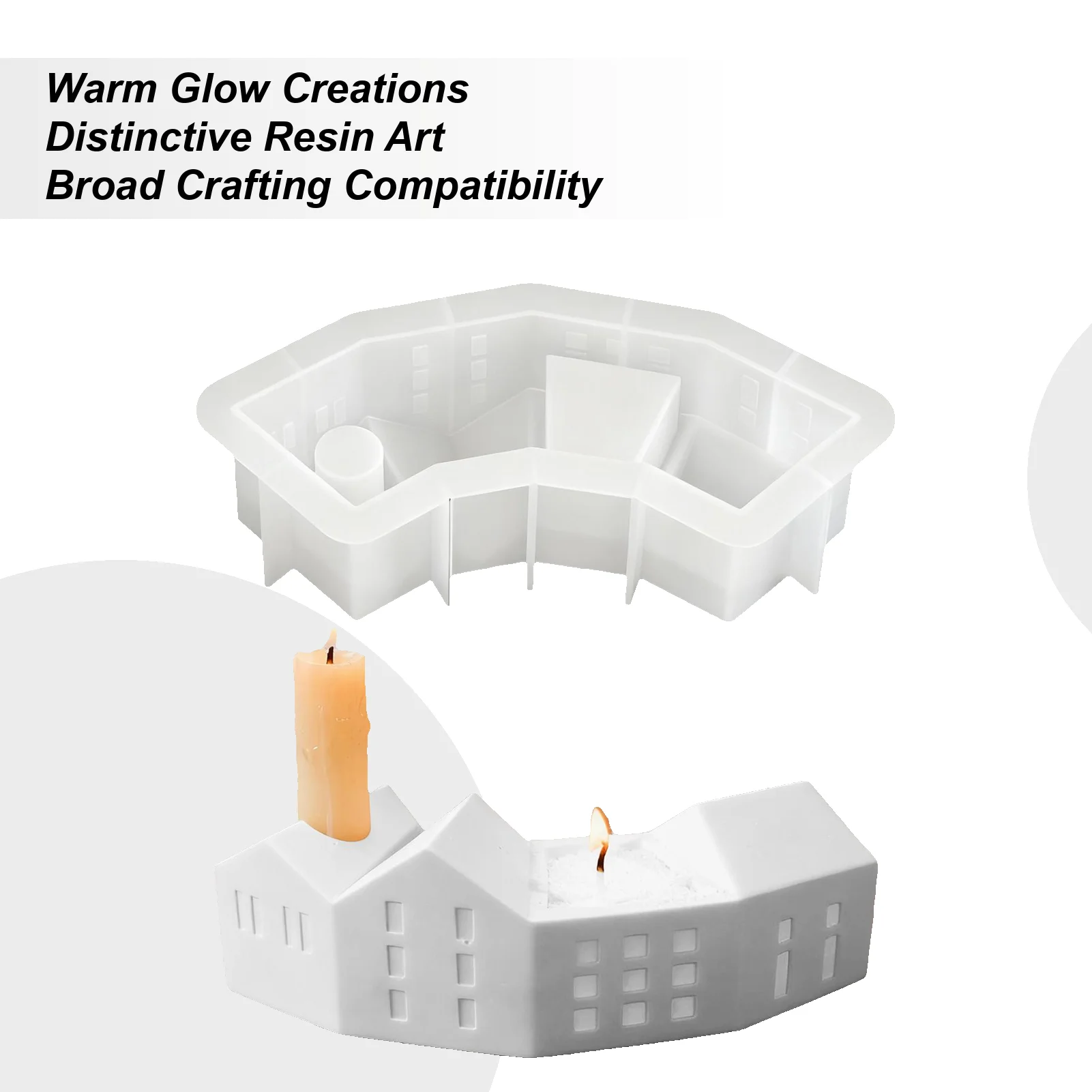 

Nordics House Candlestick Silicone Mold Home Resin Casting Mold Easy Release Smooth Craft Silicone Splicing House Mold