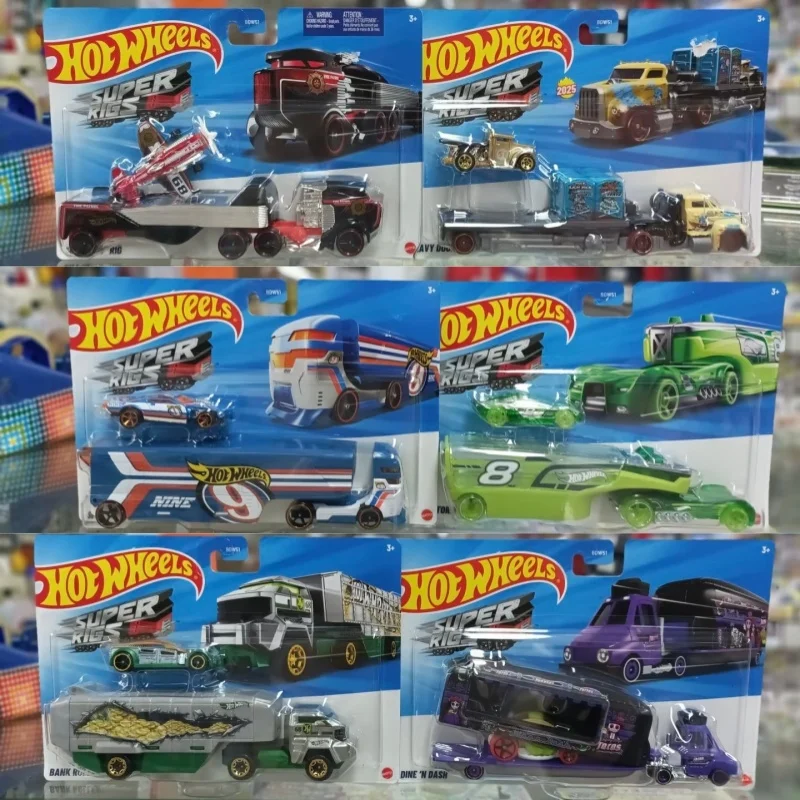 Hot Wheels Authentic Super Rig Flatbed Transport Truck Toy Cars BDW51 Track Fleet Optimus Prime For Boys Kids Diecast Vehicle