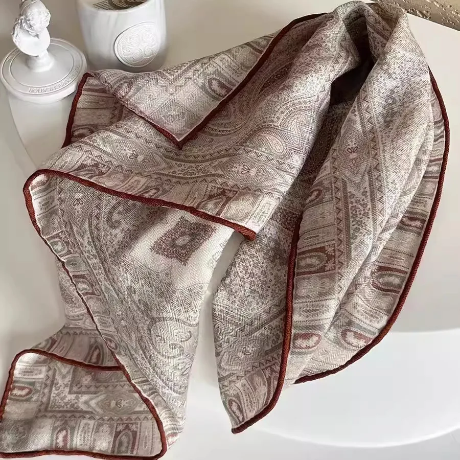موضة 70% صوف 30% وشاح حريري للنساء شالات يلتف فولارد الأوشحة الفاخرة ساحة الباشمينا الإناث الحجاب باندانا منديل 62 سنتيمتر #6
