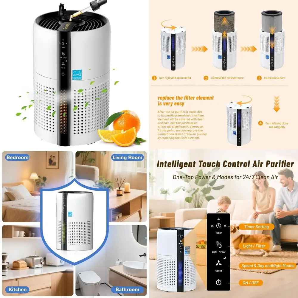 

Ультратихий очиститель воздуха True HEPA для спален, детских комнат и небольших помещений: удаляет шерсть животных, аллергены, пыль, дым и запахи.