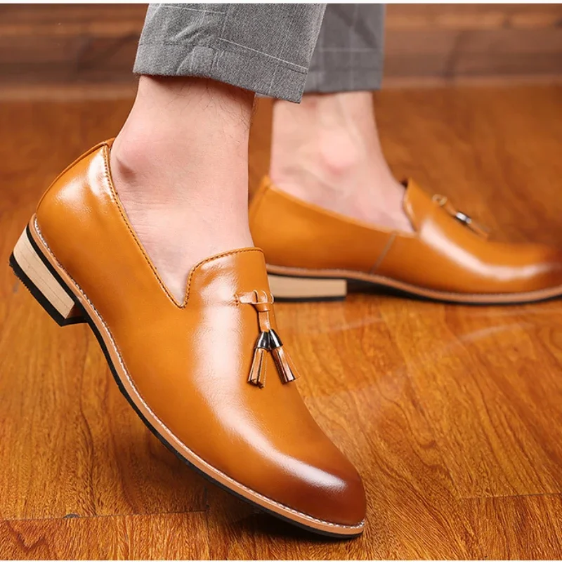 

Luxury Mens Leather Shoes Office Men Formal Oxfords Pointed Oxford Wedding Leather Men Dress Shoes Fringed Loafers Social Shoesc