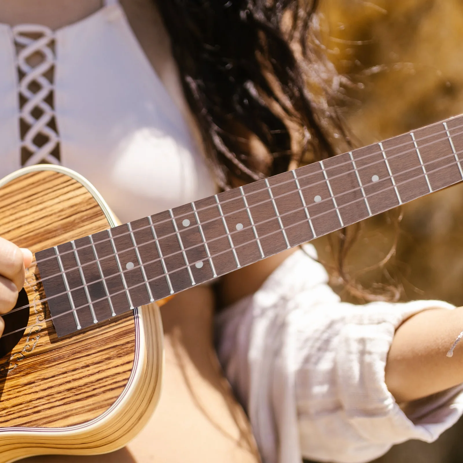 

Ukulele Neck Fingerboard Wood DIY Fretboard Kit String Parts Accessory Premium Quality Easy Installation Save Time