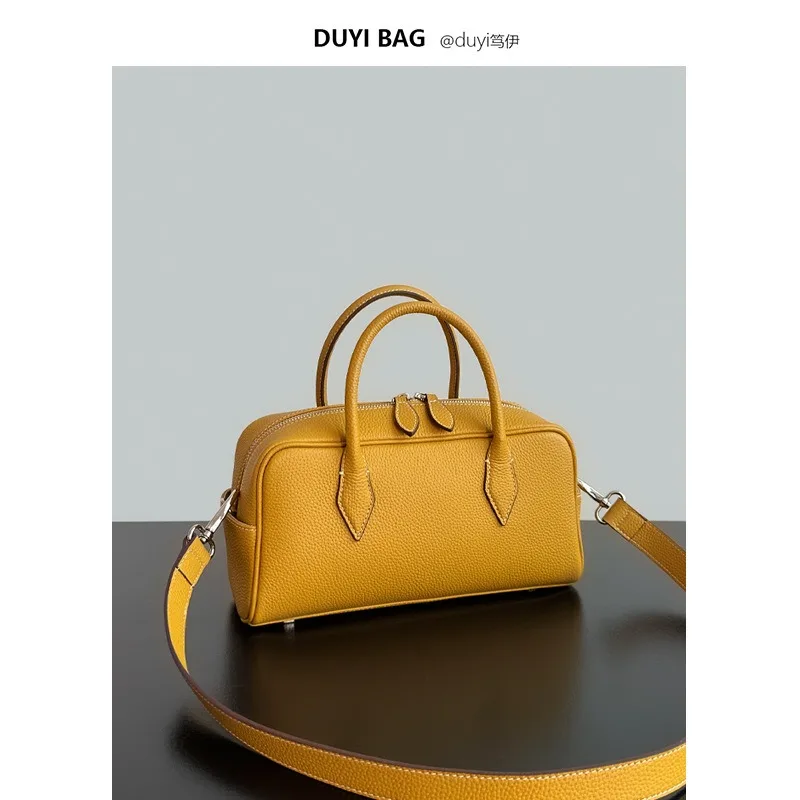 

Niche Design Boston Bag Leather First Layer Cowhide Casual Handbag Messenger Bag Women's Togo Shoulder Bag Fashion