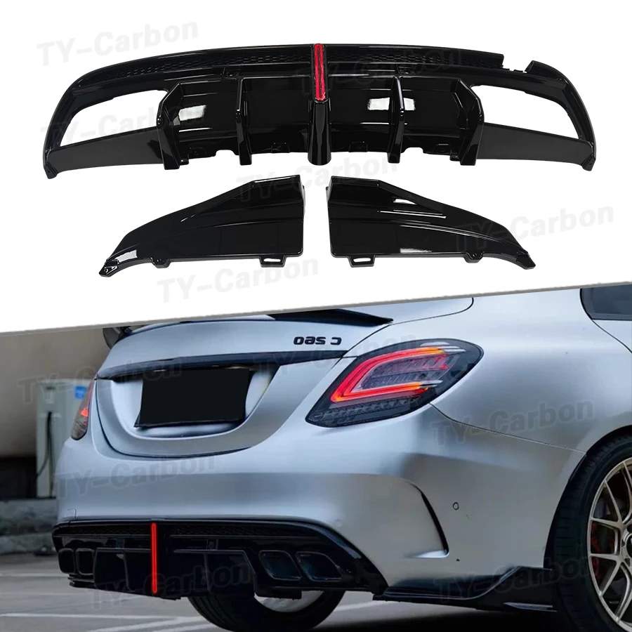 VTEN Style PP Heckdiffusor Spoilerlippe für Mercedes-Benz C-Klasse W205 C180 C200 C260 Sport C43 C63 AMG Limousine 2015-2021