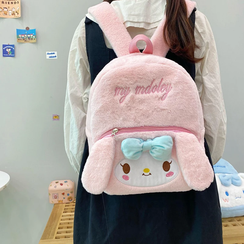 Sanrio Kuromi Kaneel Hond Melodie Cartoon Pluche Schattige Rugzak Vrouwen Mode Kleine Tassen Japanse Stijl Studenten Schooltas