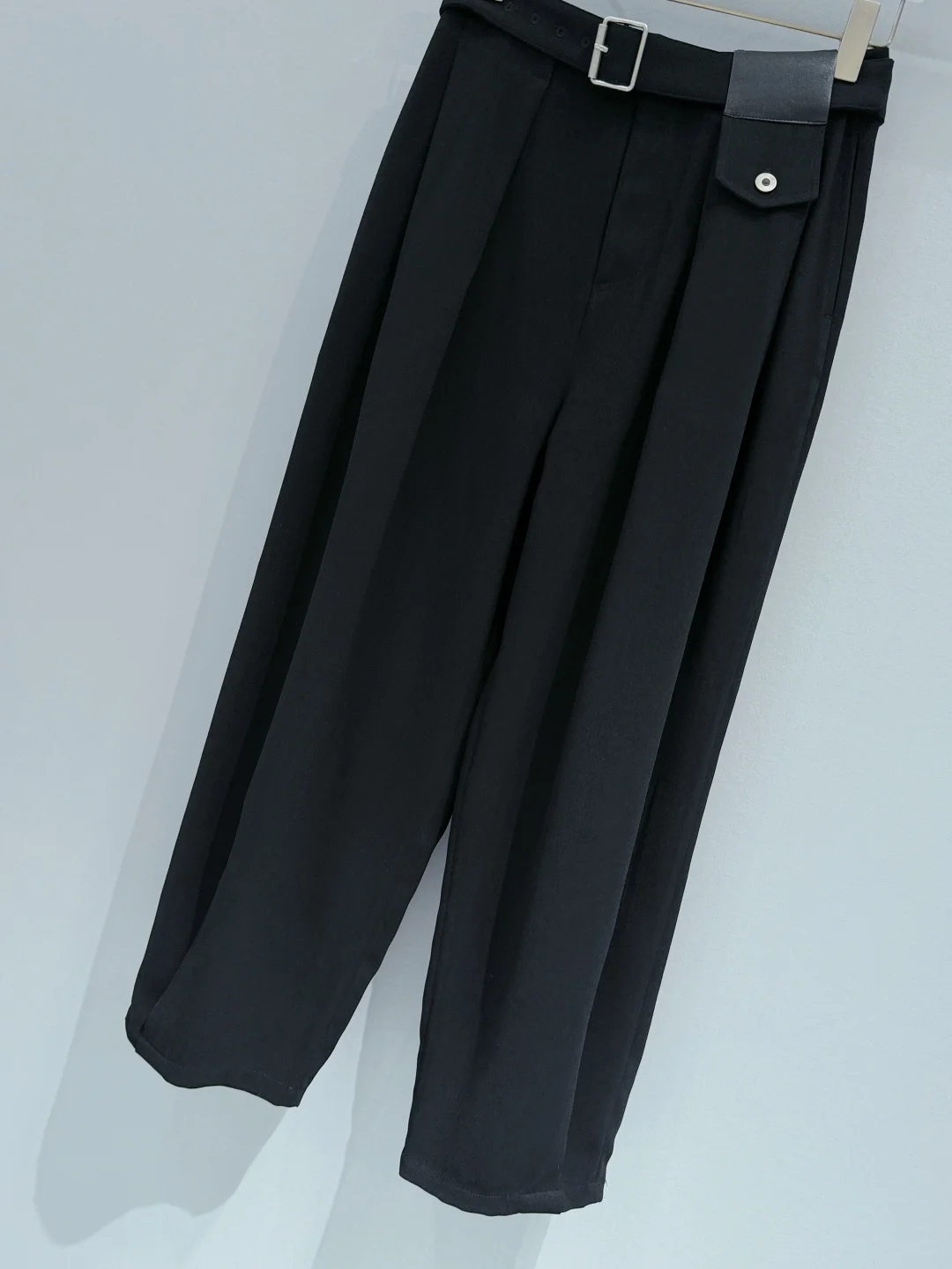 Spring New High Waist Wide Leg Pants Women Pleated Waist Denim Belt Loose Fit Floor Length Trousers Casual Streetwear