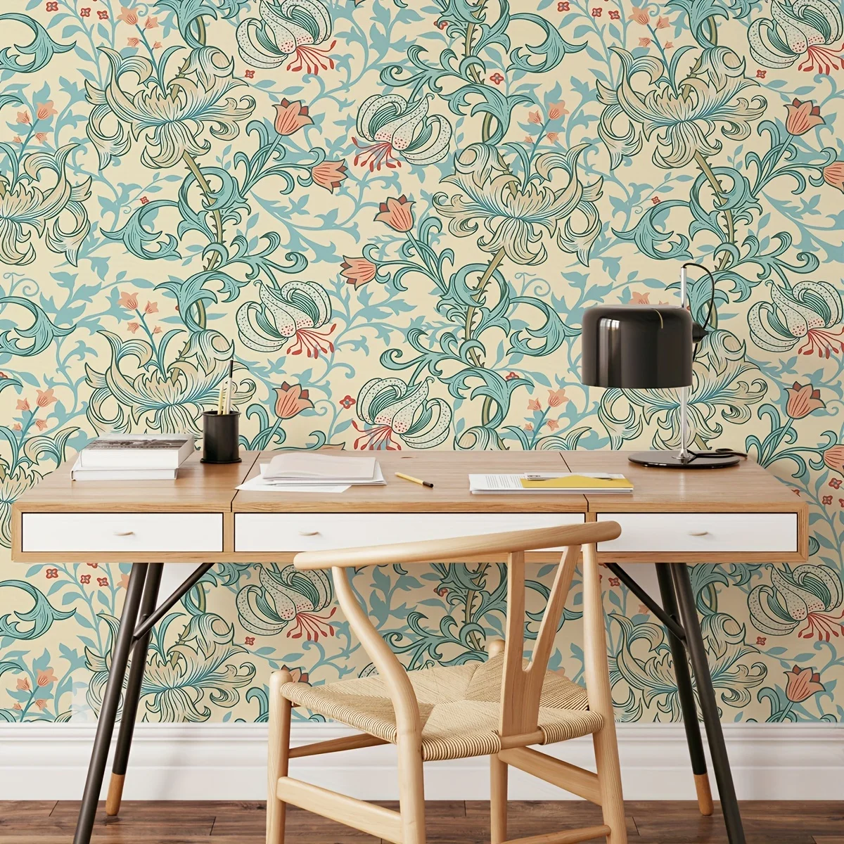 

2PCS green flowers birds watercolor pattern wall stickers thickened moisture-proof self-adhesive waterproof home decorative stic