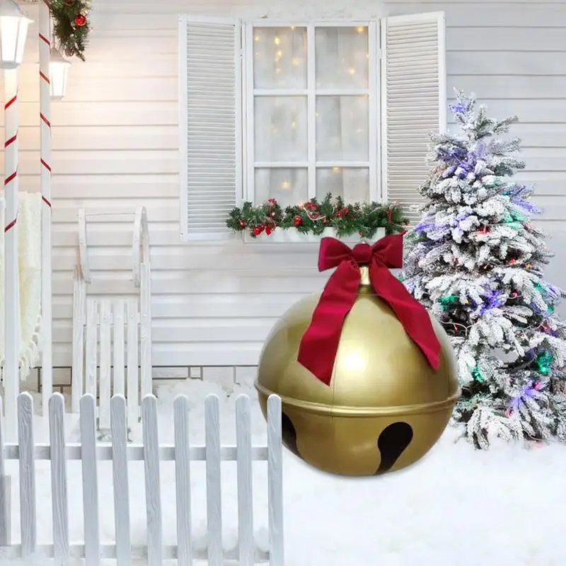 New Christmas Decorative Bell Balloon Inflatable Ball Jingle Bell Christmas Tree Pendant 60cm Ornament Decoration Xmas Tree Bell