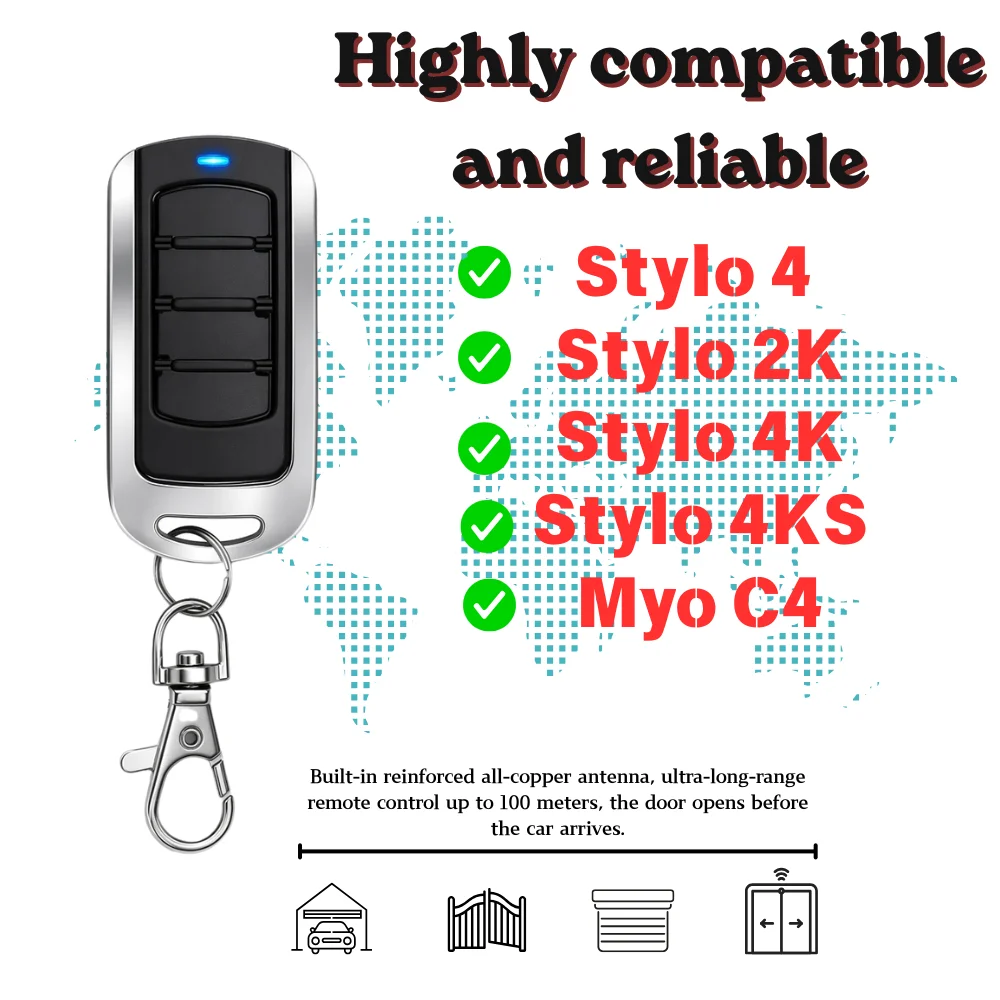 STYLO2K STYLO4K STYLO 4K 2K Garage Door Opener Gate Remote Control Compatible With STYLO4 2 433.92MHz