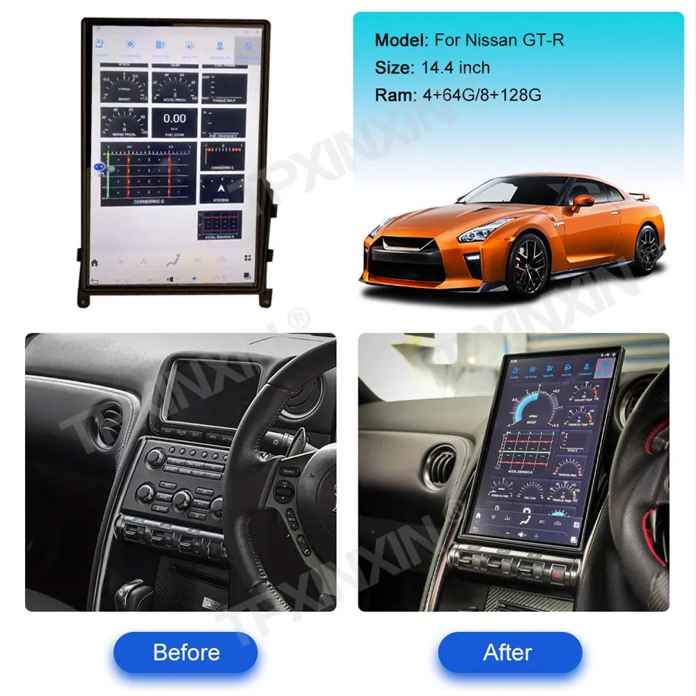 2 din 14.4“ Tesla Sreen CarPlay Android 11 Car Radio For Nissan GT-R GTR 2008 - 2017 Multimedia Auto Player Navi Stereo GPS Unit