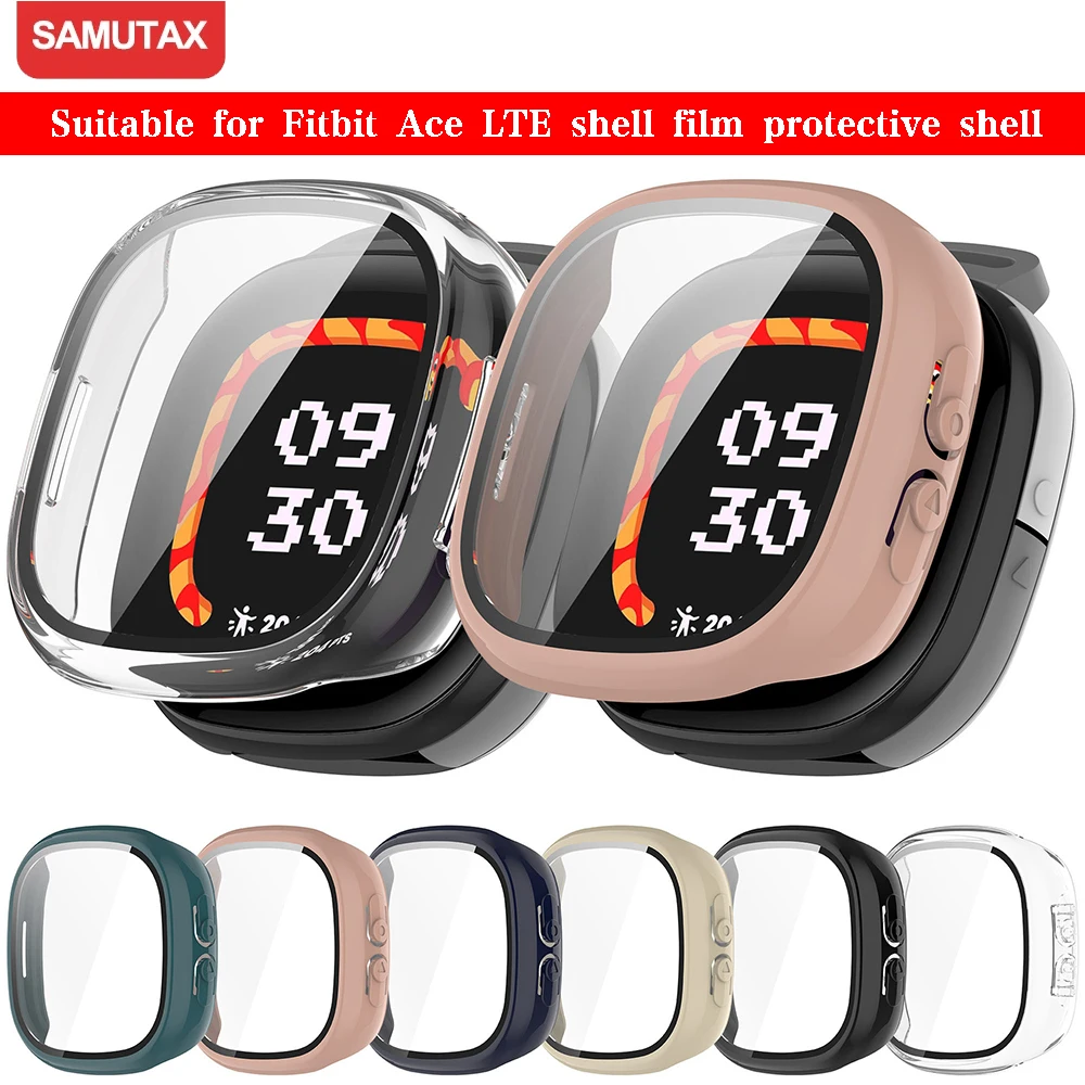 Capa para PC e Vidro para Fitbit Ace LTE, Completo All-around, Filme Anti-risco, Capa Protetora Bumper, Acessórios Google