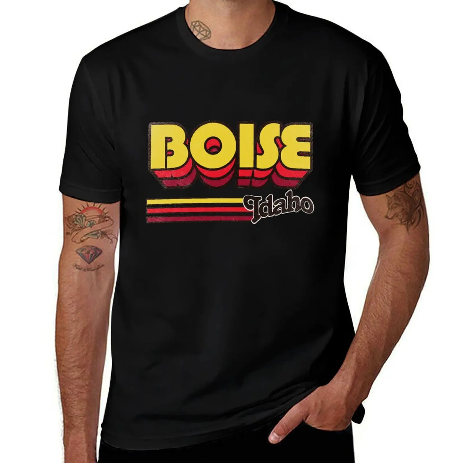 

Boise, ID City Stripes T-Shirt man t shirts cotton cotton t shirt man t shirt man designer T-shirt