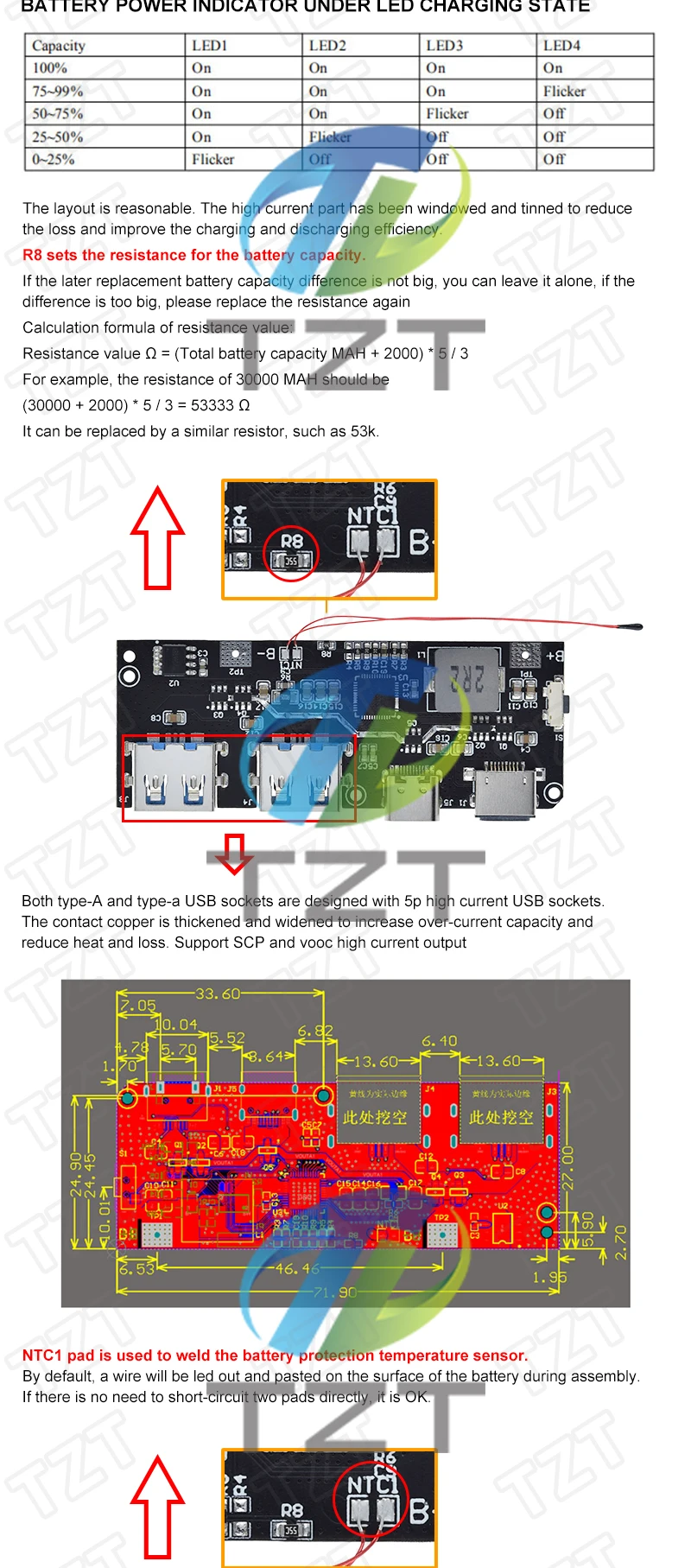 Dual USB 5 V 4,5 A 22,5 W Micro/Typ-C USB Mobile Power Bank 18650 Lademodul Temperatur-/Schaltungsschutz QC4.0 QC3.0 – Detail 3