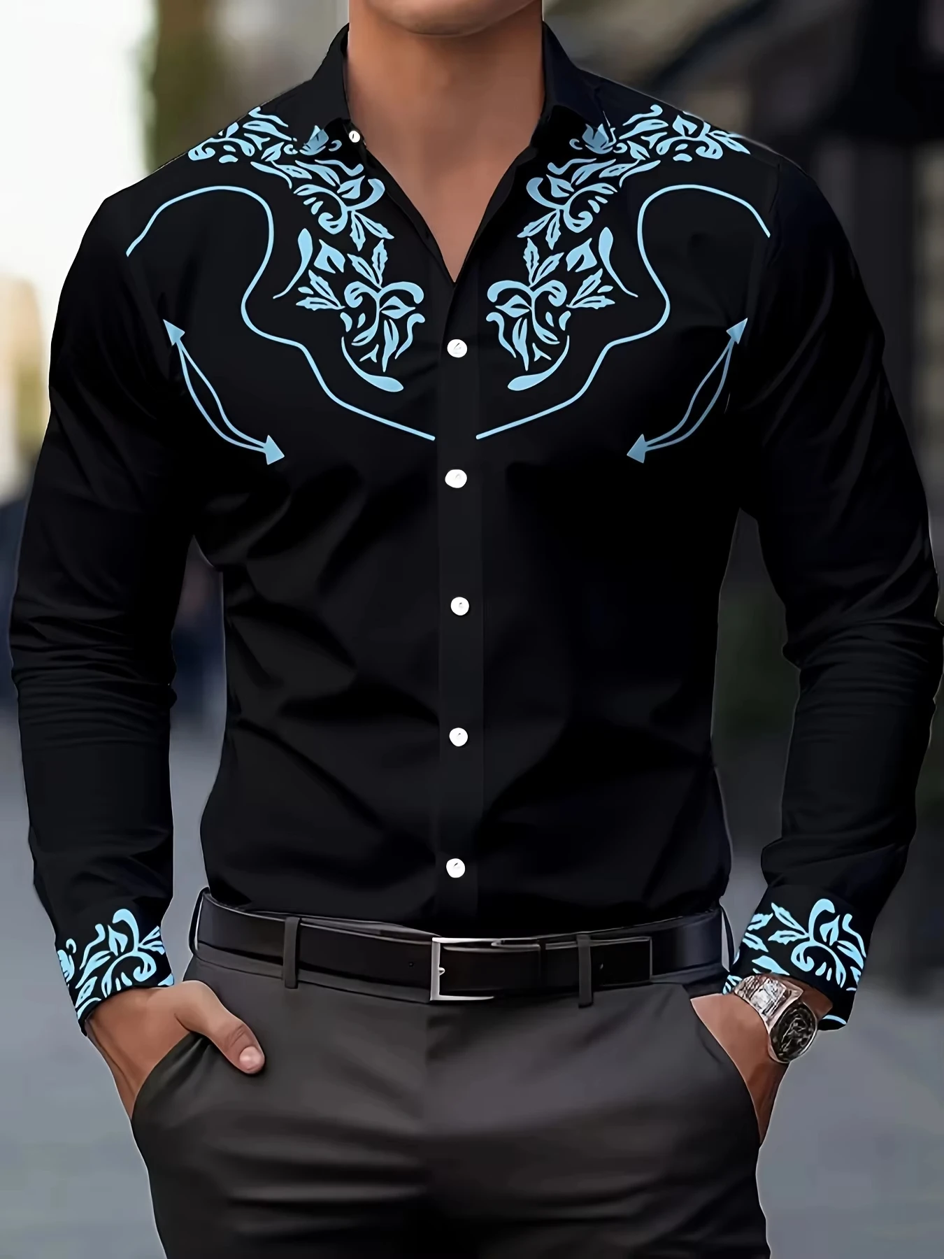 

2025 Trends Men's Stylish Long Sleeve Shirt Breathable Casual Button-Up vintage Spring Fall west cowboy style full sleeve shirts