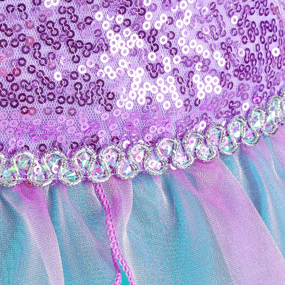 Disfraz de sirena de Ariel para niños, Vestido de lentejuelas de princesa, ropa de fiesta de Carnaval de Halloween, Vestido de vacaciones para niñas