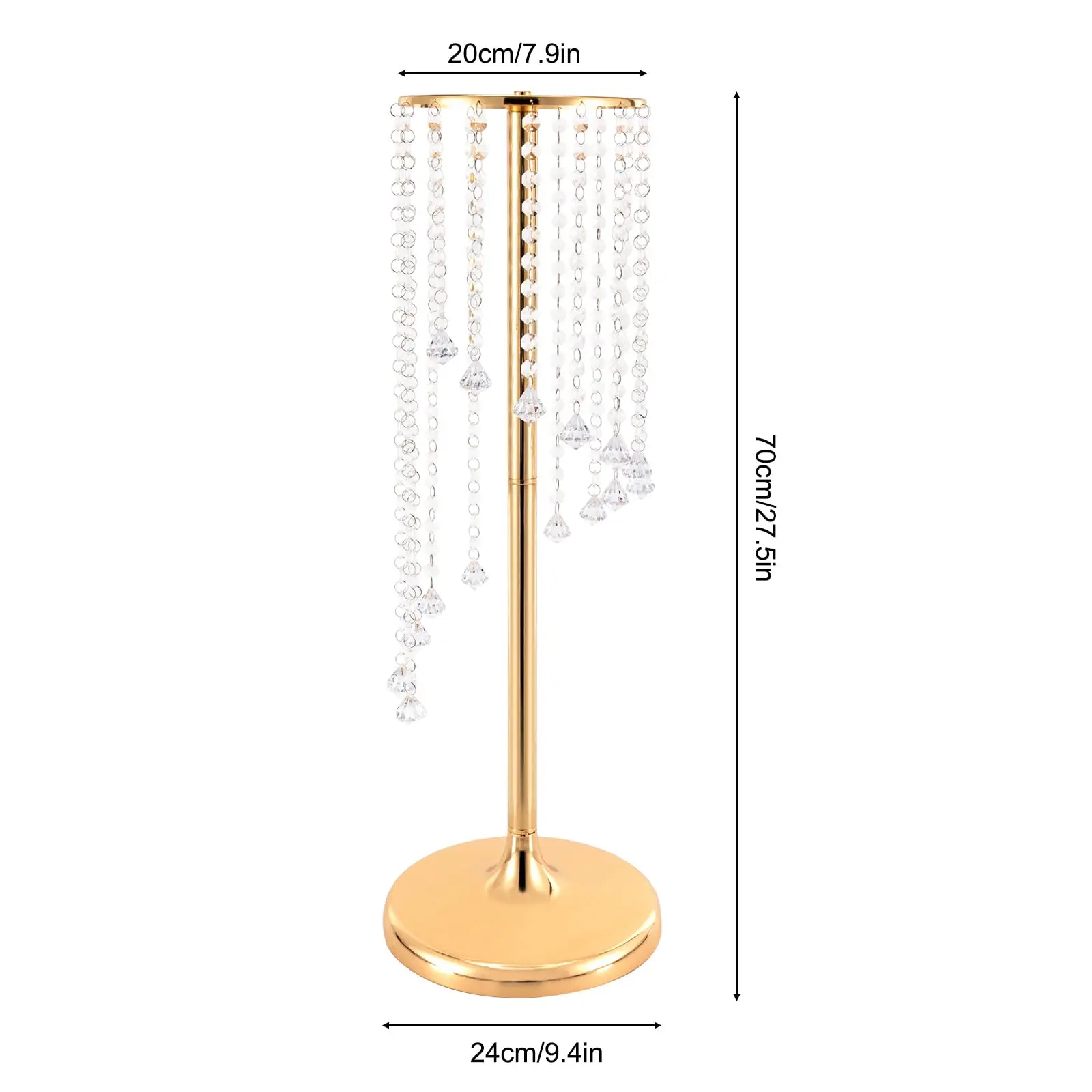 10 sztuk wazonów na kwiaty do dekoracji ślubnych, 27,5 cali wysoki kryształowy wazon na kwiaty, metalowe stojaki na kwiaty do dekoracji ślubnych, złoty kryształ