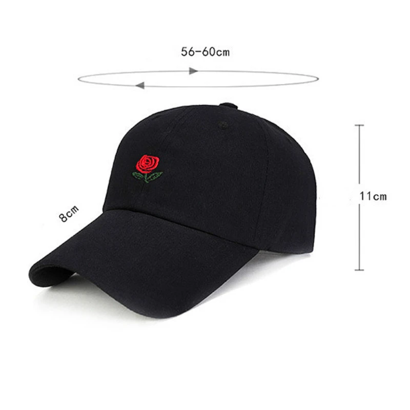 Unisex Rose Embroidery Baseball Caps for Men Women Hiking Flower Cotton Snapback Cap Unisex Outdoor Sports Hip Pop Sun Dad Hats