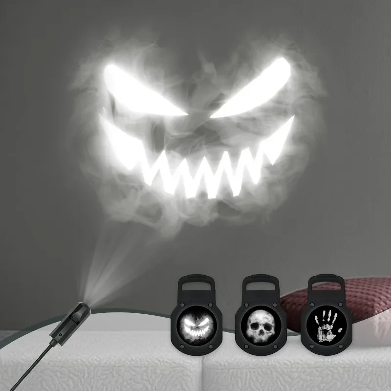 Halloween Projector Decor, Ghost Bat Spider Skeleton Pattern Projection Ornament Glowing Effect, Halloween Atmosphere Decoration
