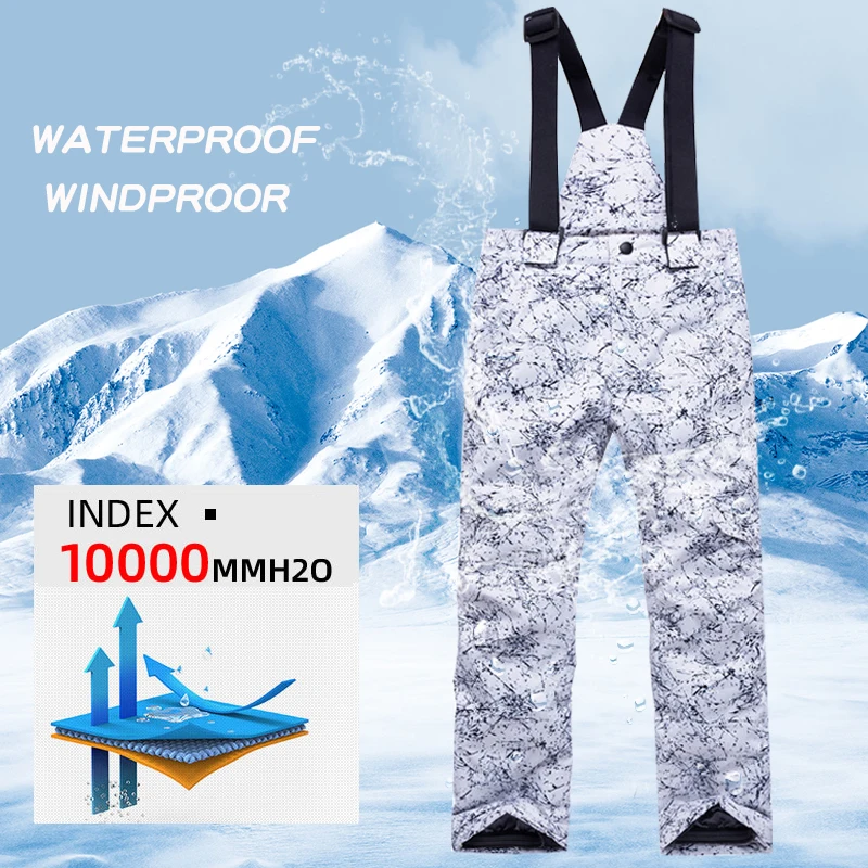 Ski Pants for Girls and Boy, Thicken Waterproof Bibs, Outdoor Sports, Snowboarding, Warm Trousers for Children and Teen, Winter