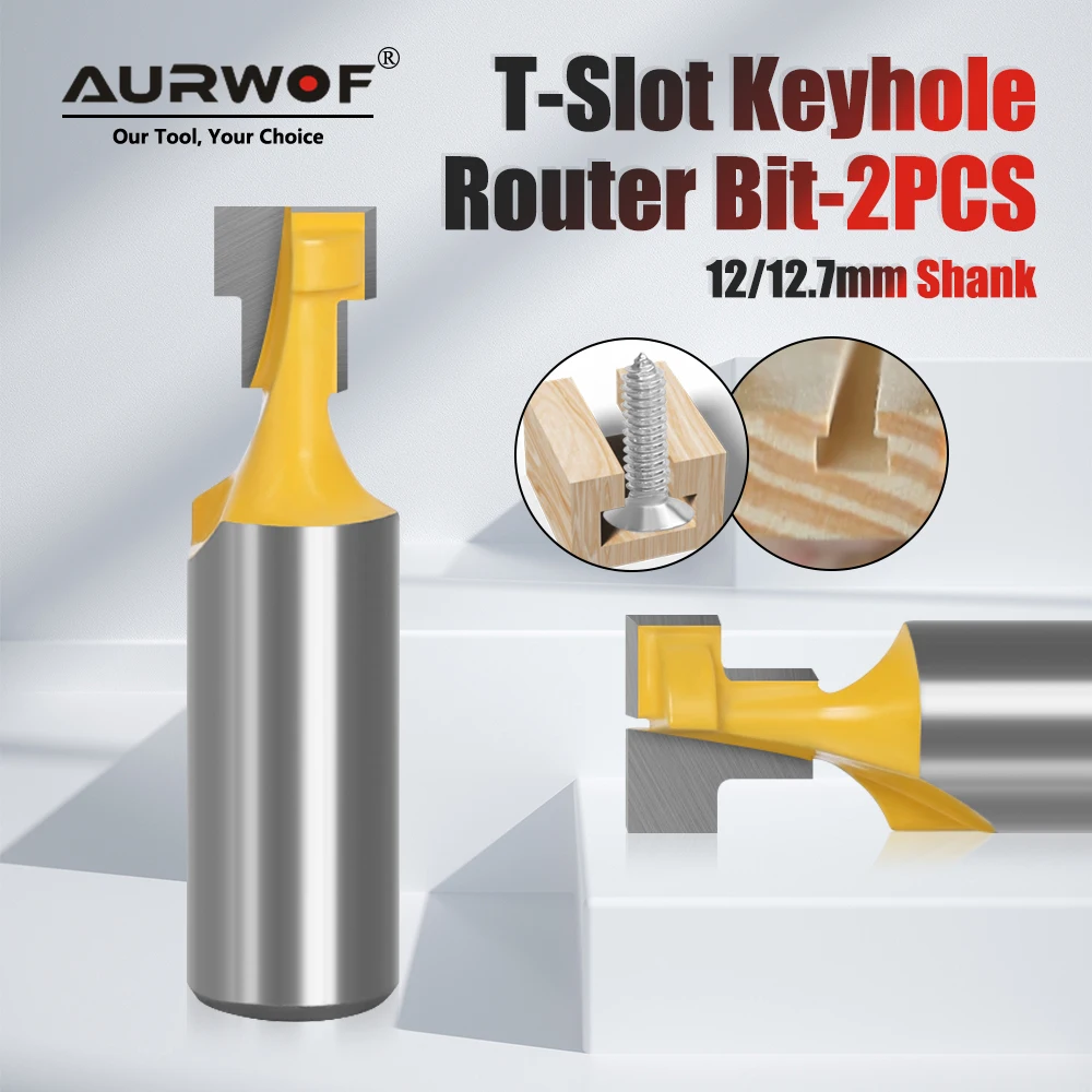 AURWOF 2Pcs Lock Mortise Router Bit Set 3/8